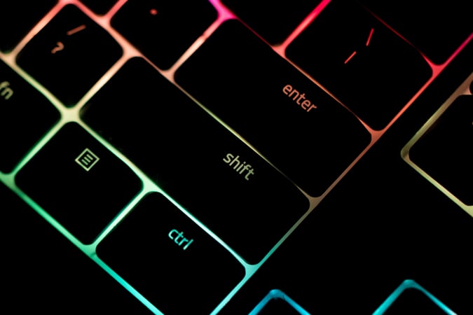 Laptop keyboard emphasising the enter key