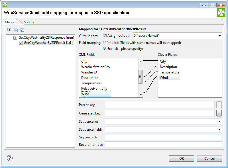Response mapping Data Integration with Web Services - How to Set Up a WebServiceClient