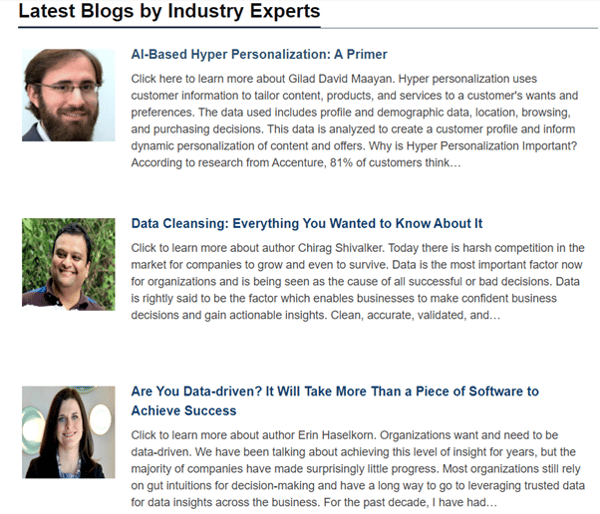 Data-driven business transformation blogs - Dataversity