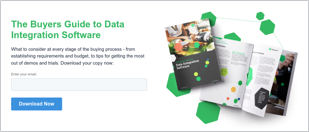 The Buyers Guide to Data Integration Software   What to consider at every stage of the buying process - from establishing requirements and budget, to tips for getting the most out of demos and trials. Download your copy now: